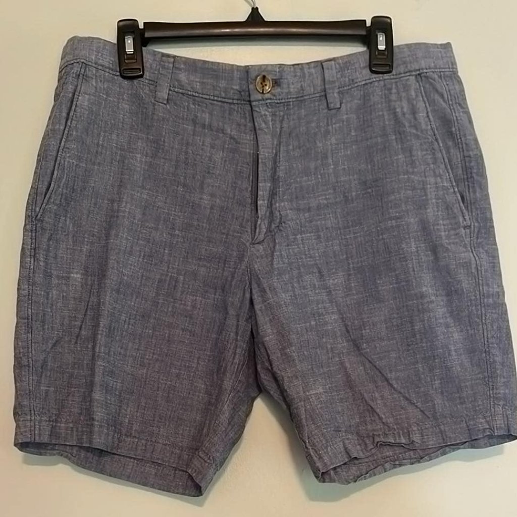 Banana Republic Aiden Shorts Mens Sz 34 Blue Chambray Father's Day Bbq Nautical